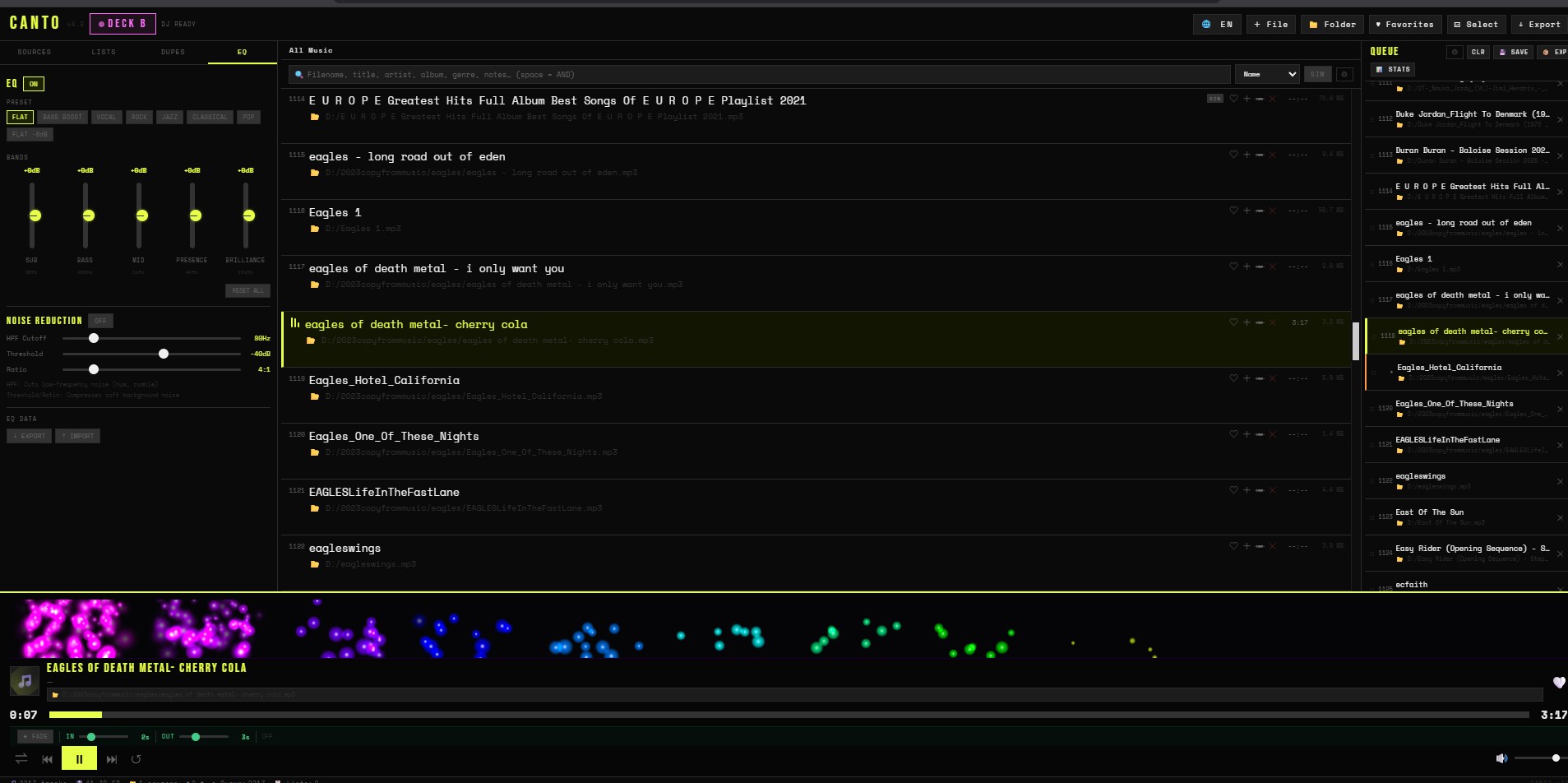 CANTO — EQ Analyzer & Track List